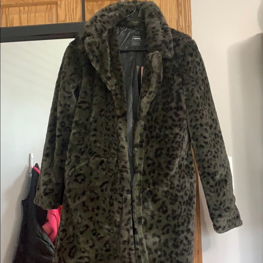 Cheetah faux fur coat